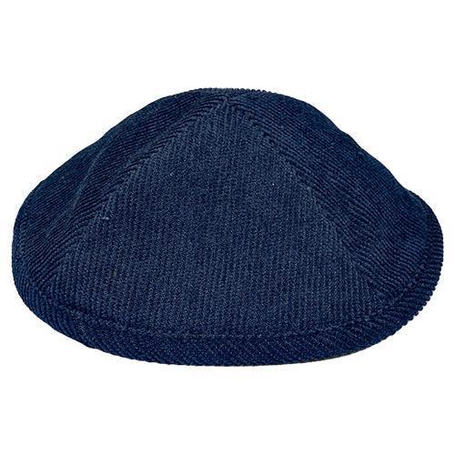 Corduroy Kippah 16 Cm With Pin Spot - Dark Blue