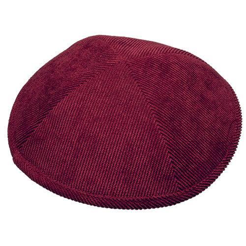 Corduroy Kippah 16 Cm With Pin Spot - Bordeaux