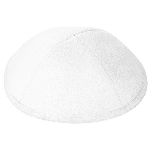 Ultra Suede Kippah 17 Cm, With Pin Spot - White