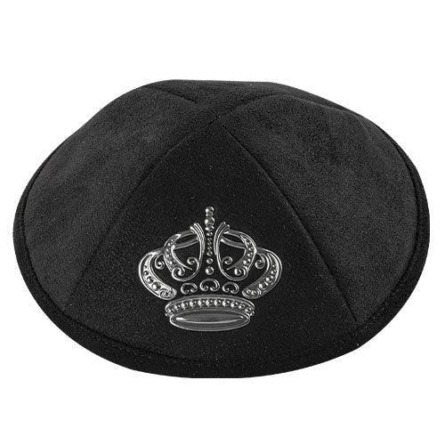 SUEDE KIPPAH ULTRA 19 CM, WITH PIN SPOT- BLACK