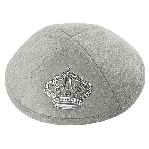 ULTRA SUEDE KIPPAH 19 CM, WITH PIN SPOT- GRAY