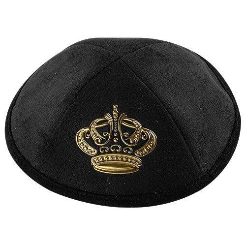 SUEDE KIPPAH ULTRA 19 CM, WITH PIN SPOT- BLACK