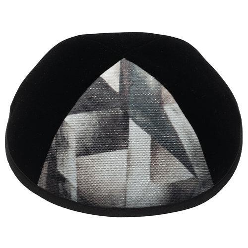 Velvet Plush Black Kippah 4 Parts, 19 cm Size 3