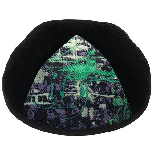 Velvet Plush Black Kippah 4 Parts, 19 cm Size 3