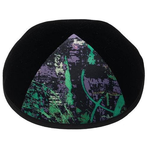 Velvet Plush Black Kippah 4 Parts, 20 cm Size 4