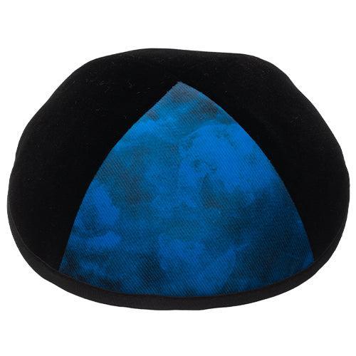 Velvet Plush Black Kippah 4 Parts, 20 cm Size 4