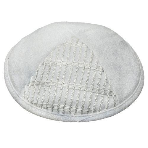 Ultra Suede Kippah 18 cm, with pin spot - White