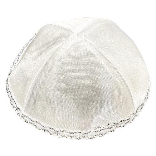 White Satin Kippah 17 cm