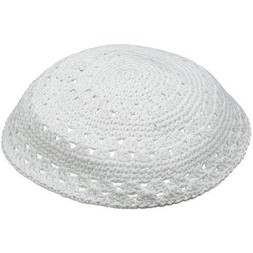 Knitted Kippah 18cm- In Blue, Light Green And White