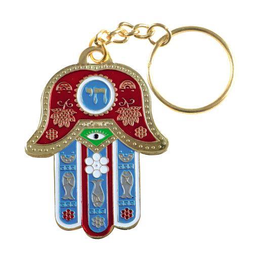 Traveler's Prayer Keychain 6cm- Hebrew - Red "chai"