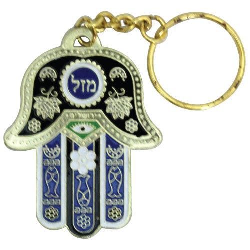 Keychain 6cm- Hebrew -blue "mazal"