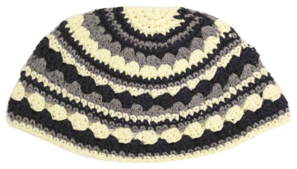 Frik Kippah 21cm- In Beige, Gray And Blue