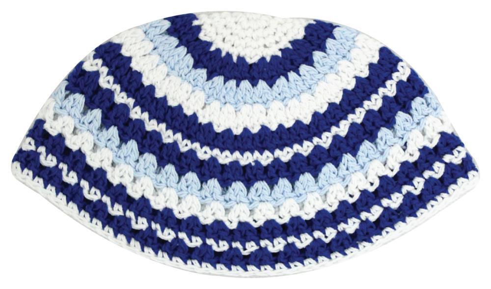 Frik Kippah 21cm- In Dark Blue, White And Blue