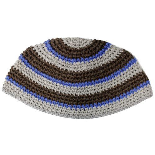 Frik Kippah 21 cm- Gray And Brown Stripes