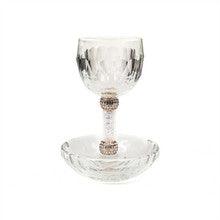 Crystal Kiddush Cup w/ Rose Gold accent and Stones