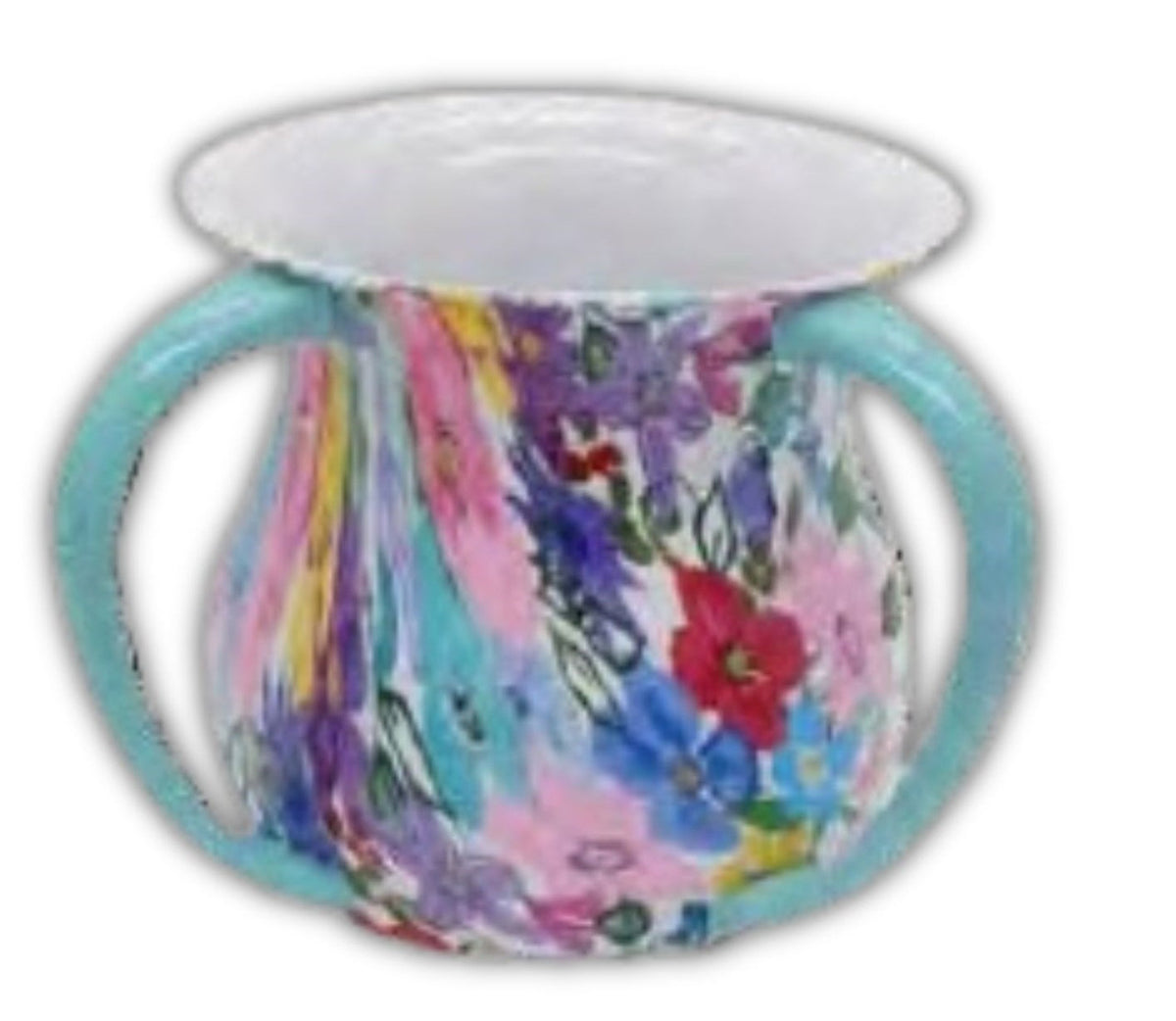 Hadarya Hand Painted Acrylic Washcup-Light Colors- Flower Design