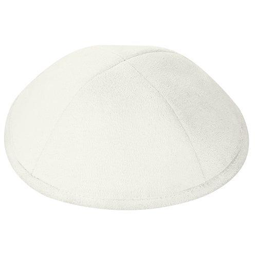 Ultra Suede Kippah 18 Cm- With Pin Spot- White