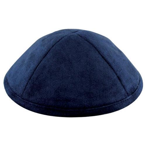 Ultra Suede Kippah 19cm- With Pin Spot- Blue