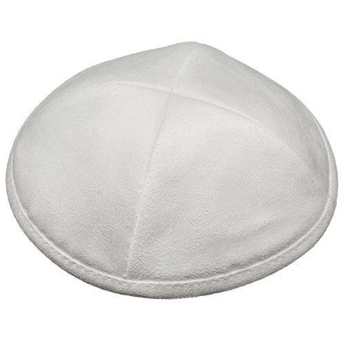 Ultra Suede Kippah 19cm- With Pin Spot- White