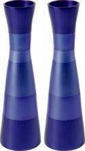 Anodized Aluminum Long Shabbat Candlesticks Aluminum Tall Candlesticks-Blues