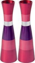 Anodized Aluminum Long Shabbat Candlesticks Aluminum Tall Candlesticks-Red/Pink/purple