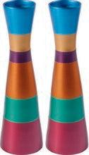 Anodized Aluminum Long Shabbat Candlesticks Aluminum Tall Candlesticks-Multicolor