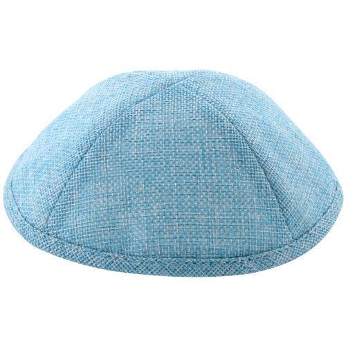 Linen Kippah 19cm- With Pin Spot- Light Blue