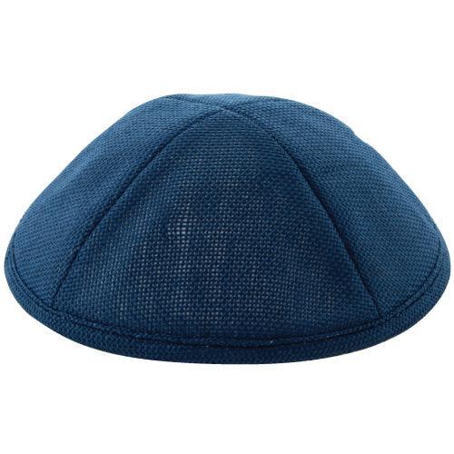 Linen Kippah 19cm- With Pin Spot- Blue