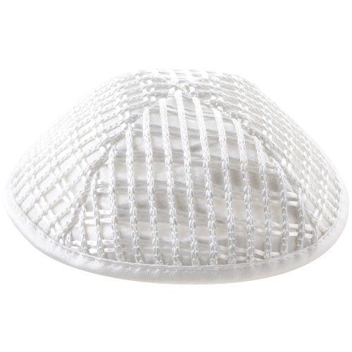 Net Kippah 19cm- With Pin Spot- White