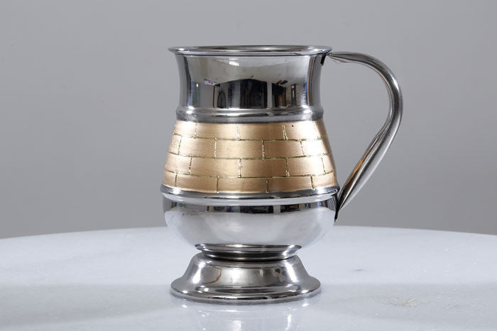 Stainless Steel Wash Cup-Gold-Wall Design-6"