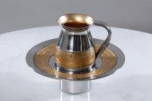 Stainless Steel Mayim Achronim Set-Gold-Wall Design-5.5"H