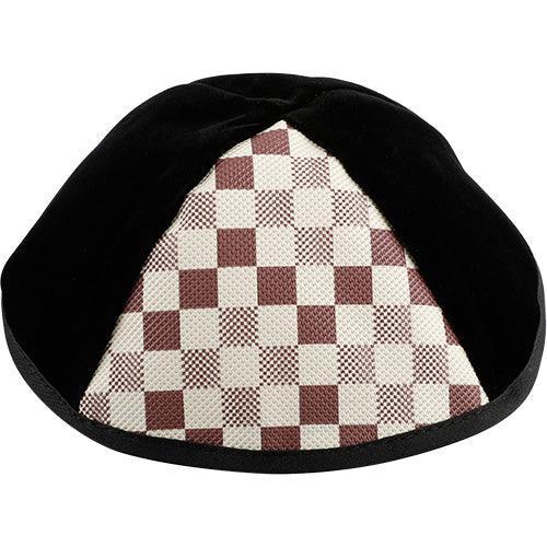 Velvet Plush Black Kippah 4 Parts, 19 cm Size 3