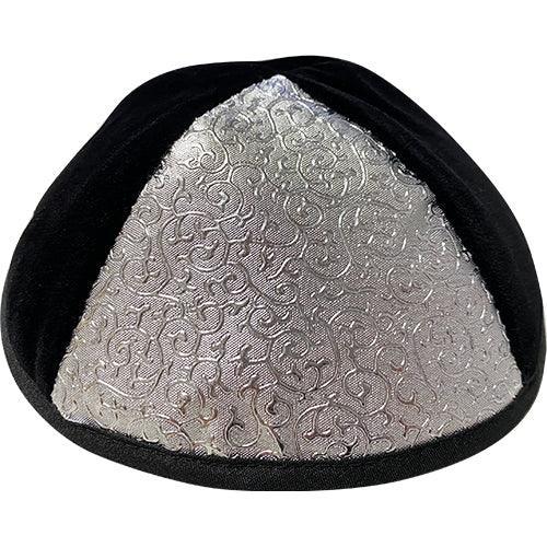 Velvet Plush Black Kippah 4 Parts, 20 cm Size 4