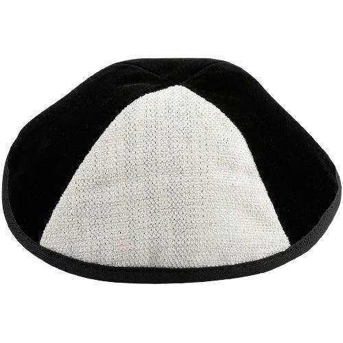 Velvet Plush Black Kippah 4 Parts, 20 cm Size 4