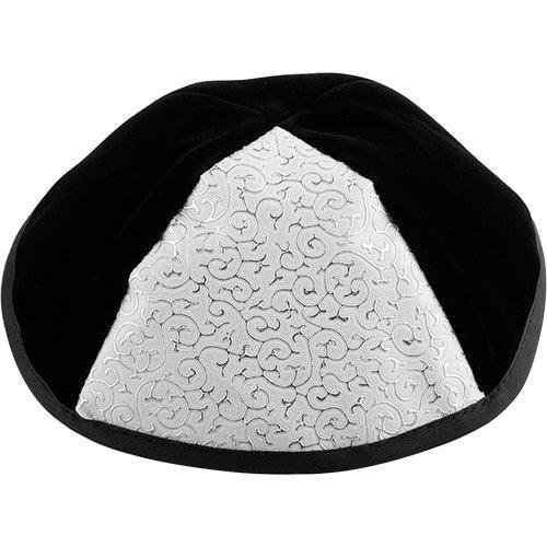 Velvet Plush Black Kippah 4 Parts, 20 cm Size 4