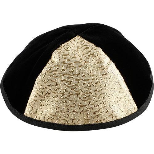 Velvet Plush Black Kippah 4 Parts, 20 cm Size 4