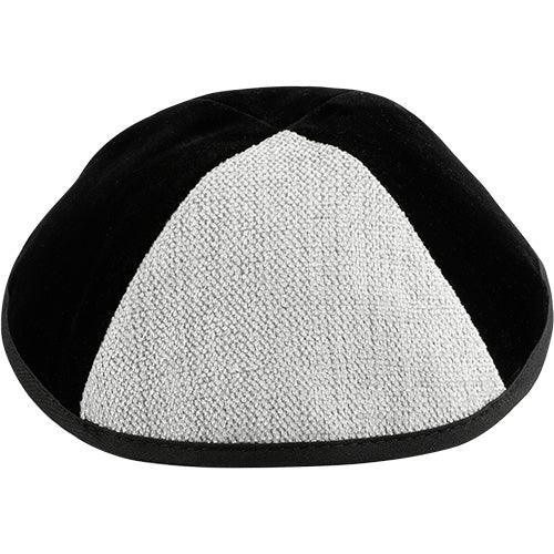 Velvet Plush Black Kippah 4 Parts, 19 cm Size 3