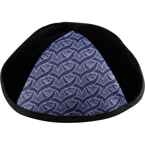 Velvet Plush Black Kippah 4 Parts, 19 cm Size 3