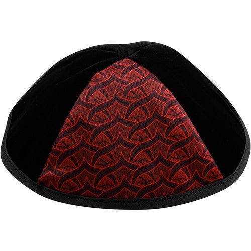 Velvet Plush Black Kippah 4 Parts, 20 cm Size 4
