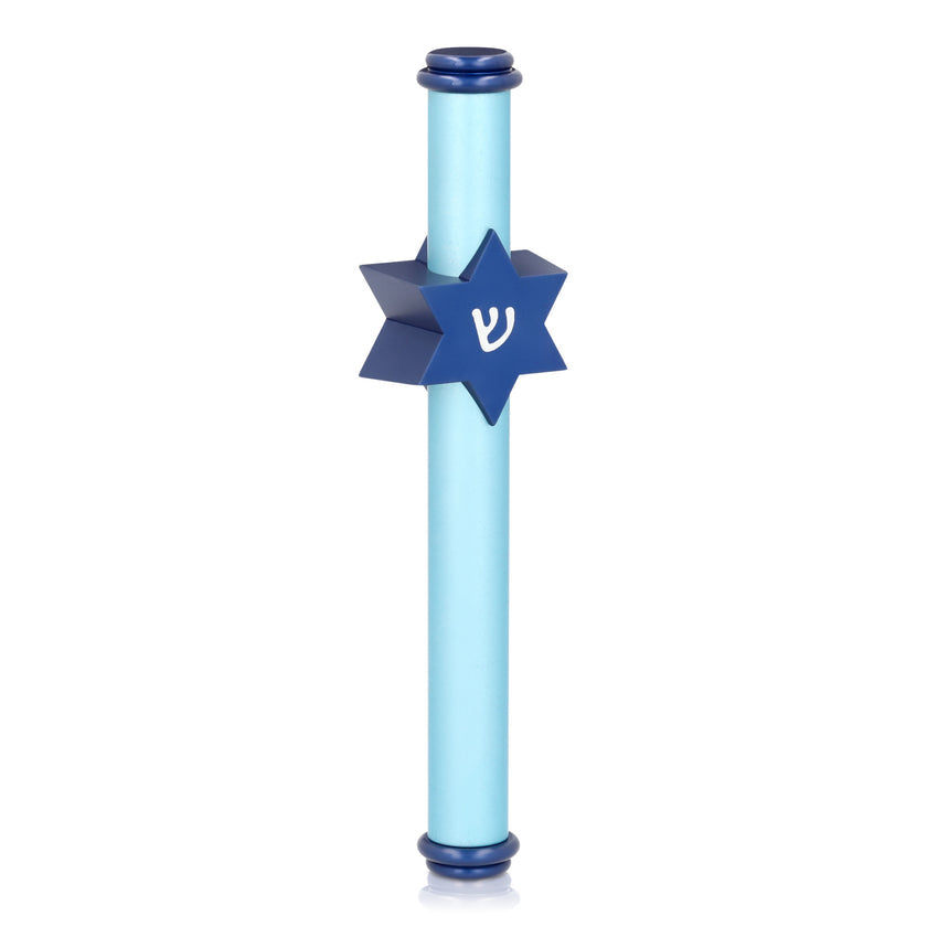 Mezuzah Case Star of David Light Blue