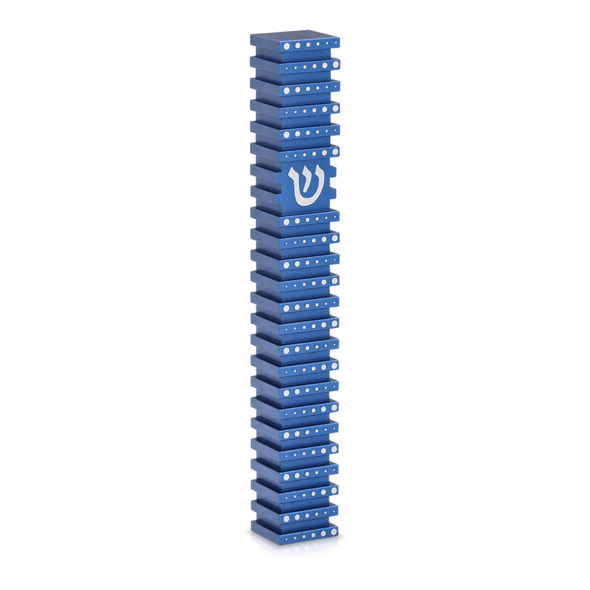 Square Mezuzah Case - Grooved Dark Blue