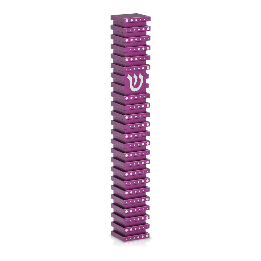 Square Mezuzah Case - Grooved Purple