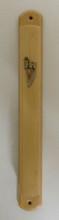 ART Round Olive Wood Mezuzah Case with Silver "Shin" 12cm