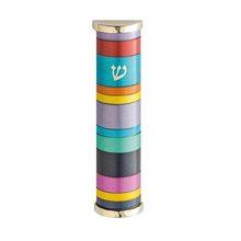 Emanuel Mezuzah Case w/ Rings--Multicolor Mezuzah Case w/ Rings-Multicolor