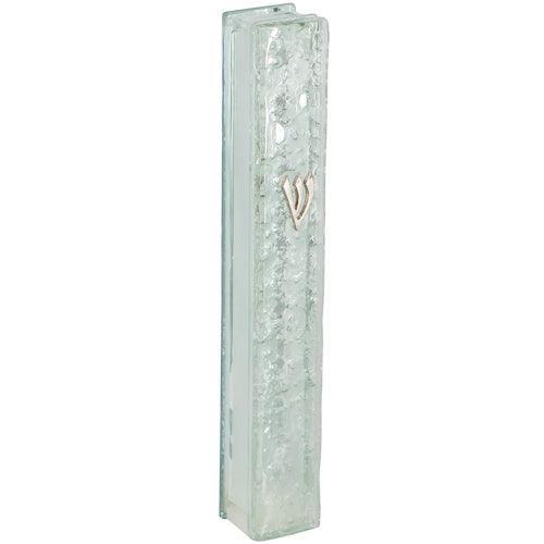 Glass Mezuzah With Silicon Cork 15 Cm- "bubbles" Design