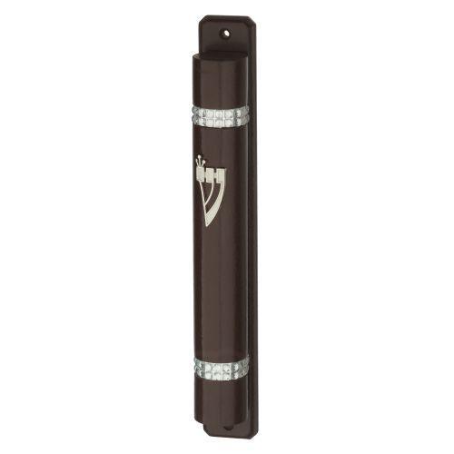 Mezuzah 15 Cm Nut Color- Semi Round With Back