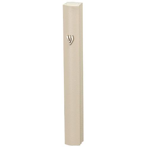 Aluminum Mezuzah 12cm- Matte White With Metal "shin"