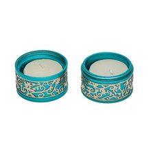 Emanuel Travel Candlestick W/ Metal Cutout Travel Candlestick W/ Metal Cutout-Turquise