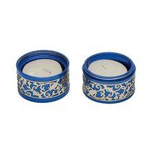 Emanuel Travel Candlestick W/ Metal Cutout Travel Candlestick W/ Metal Cutout-Blue