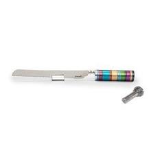Emanuel Challah Knife Anodized Rings w/ Saltshaker Multicolor